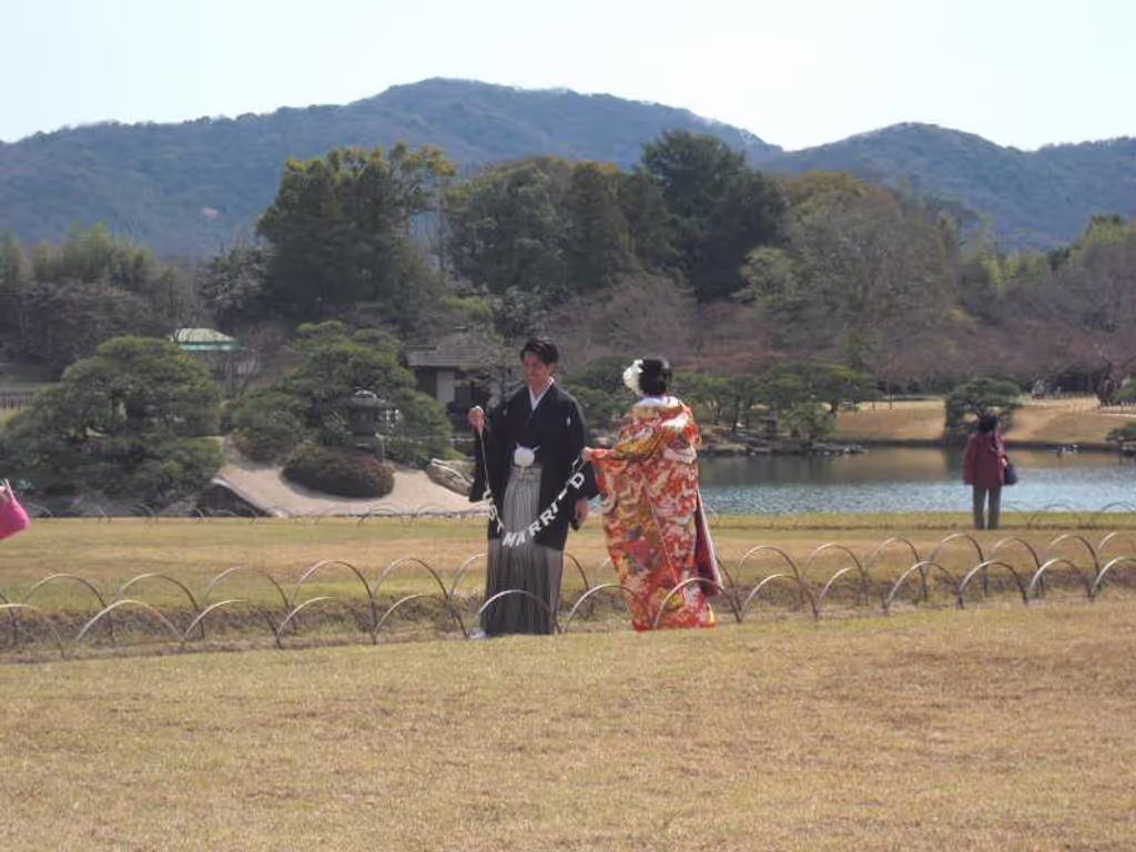 Fukuoka Private Tour - a couple wearing Japanese traditional wedding costume 