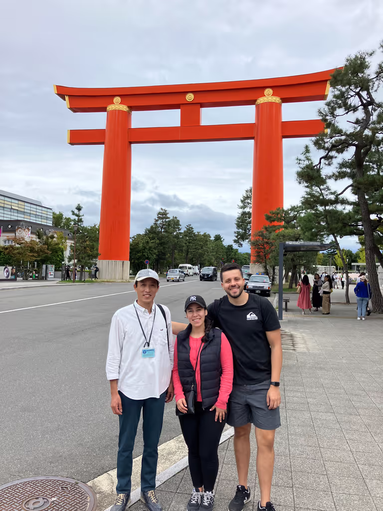 Osaka Private Tour - The Great Torii Gate of Heian Shrine.