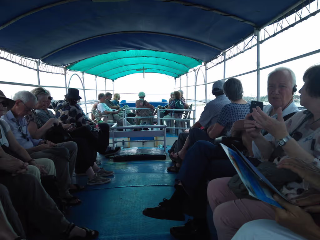 Kerala Private Tour - boat cruise at Kochi backwaters - with my guests from the luxury ship