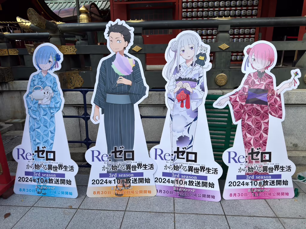Tokyo Private Tour - Re:Zero life-size panels at Kanda Myojin Shrine
