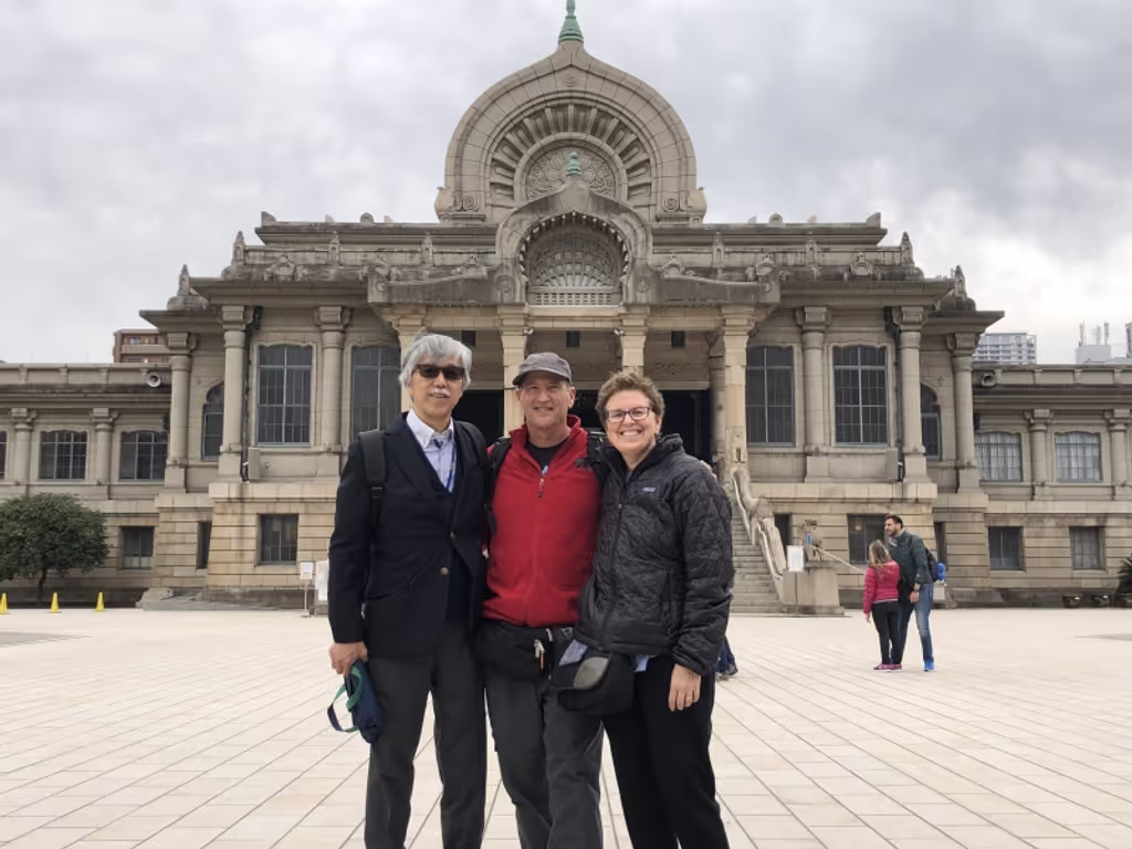 Saitama Private Tour - Lovely couple from Santa Barbara, the US in front of Honganji Temple in Tsukiji