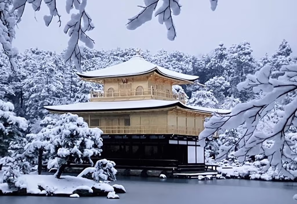 Osaka Private Tour - Golden Pavilion covered with snow