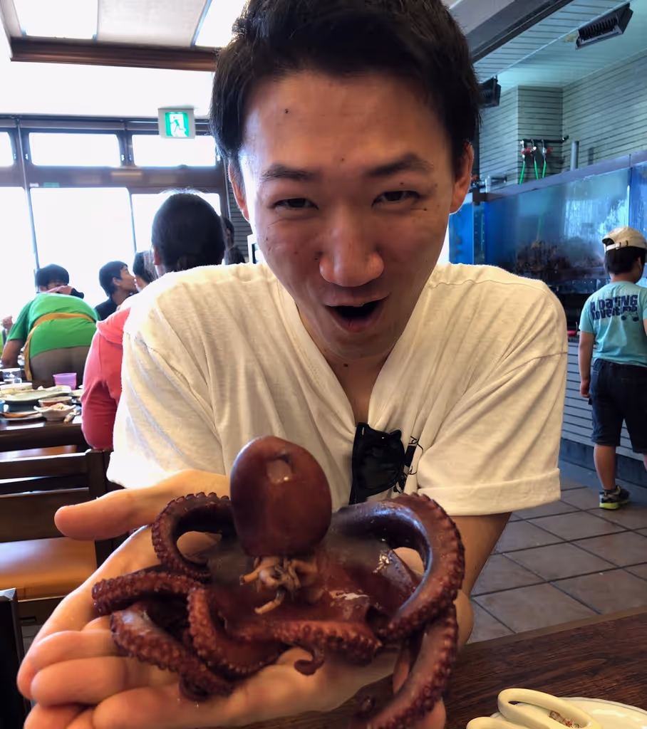 Nagoya Private Tour - Me having boiled octopus in Himakajima Aichi