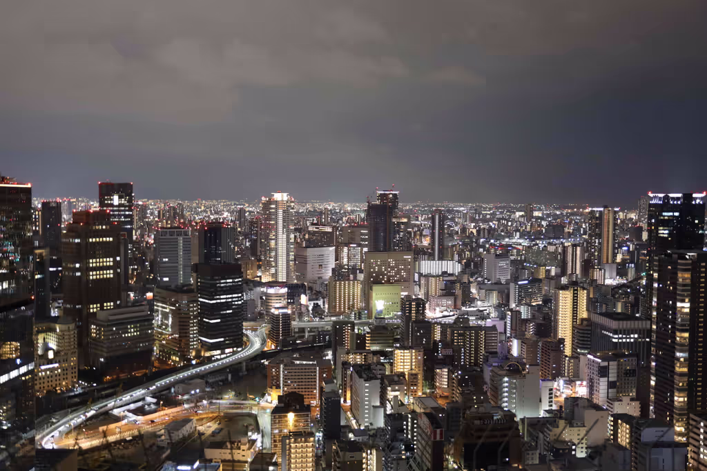 Osaka Private Tour - Beautiful night view from observation deck of Umeda Sky Building