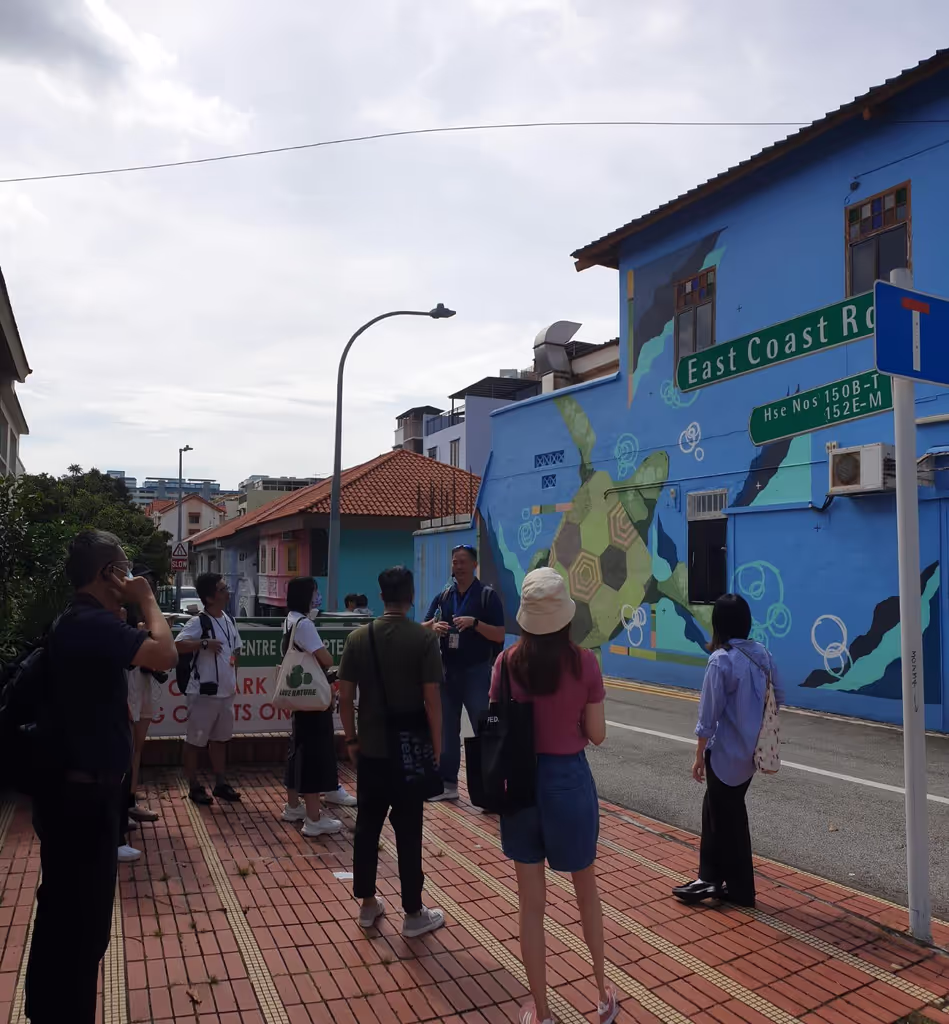 Singapore Private Tour - Sharing the story of the Katong Turtle with Hong Kong journalist.