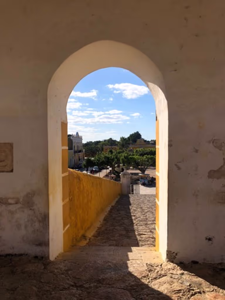 Cancun Private Tour - View through the porches of the convent