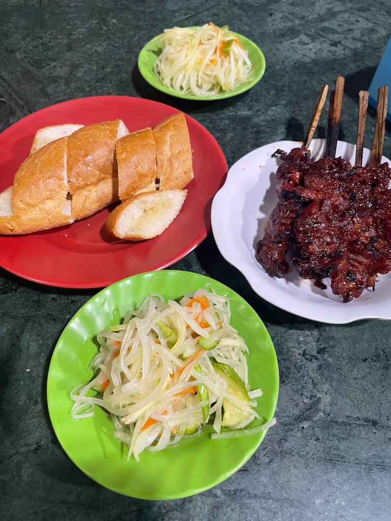 Siem Reap Private Tour - BBQ, bread with papaya