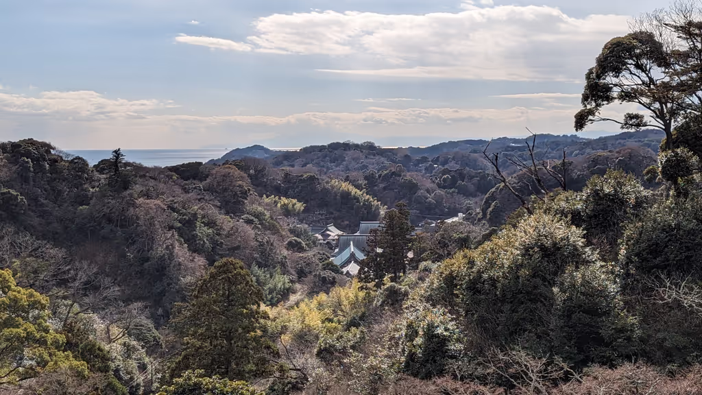 Kamakura Private Tour - A scenic view of the ocean and Kamakura.
