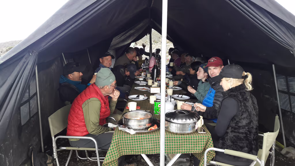 Kilimanjaro Private Tour - Trekkers Having Hot Lunch At Shira Camp Site