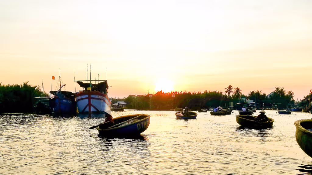 Da Nang Private Tour - Coconut village at sun set Hoi An