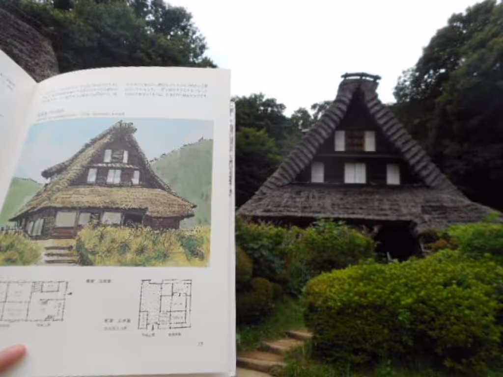 Kanagawa Private Tour - My grampa, who was a folk-house researcher and architect, drew pictures of the houses and published them