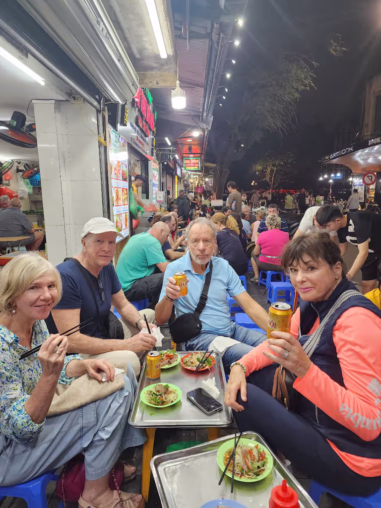 Hanoi Private Tour - The old quarter of Hanoi on small plastic stools