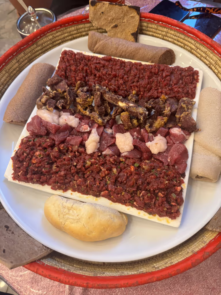 Addis Ababa Private Tour - kitfo, a minced raw beef dish seasoned with a blen