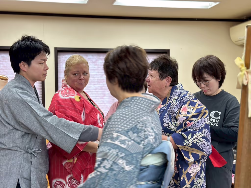 Toyama Private Tour - Talking with staff in a Japanese sewing class