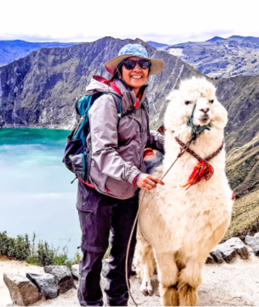 Quito Private Tour - Traveler with alpaca and landscape
