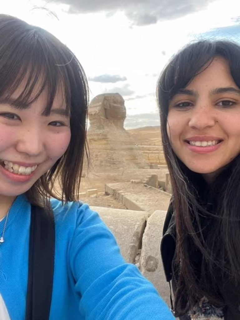 Giza Private Tour - Nacchan and me with sphinx.