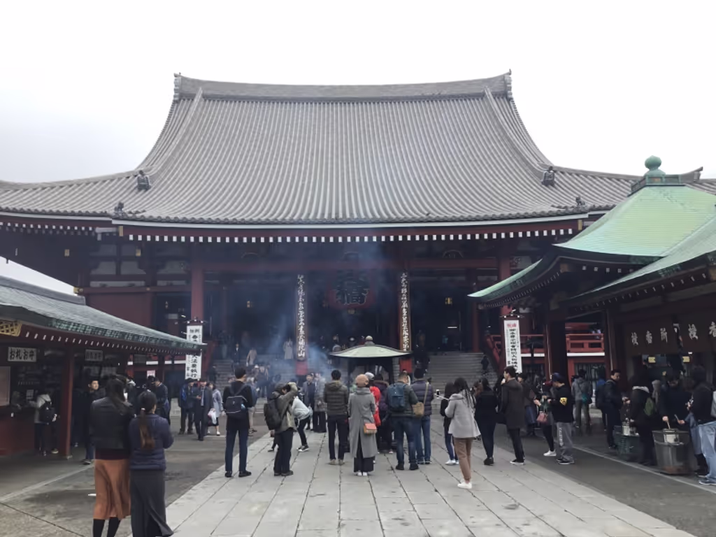 Tokyo Private Tour - The photo shows main hall in Sensoji-temple.