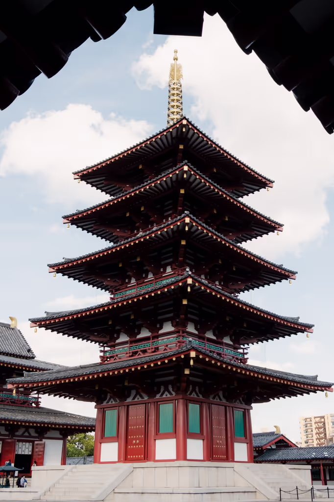 Osaka Private Tour - FIve-story Pagoda at Shitennoji-temple