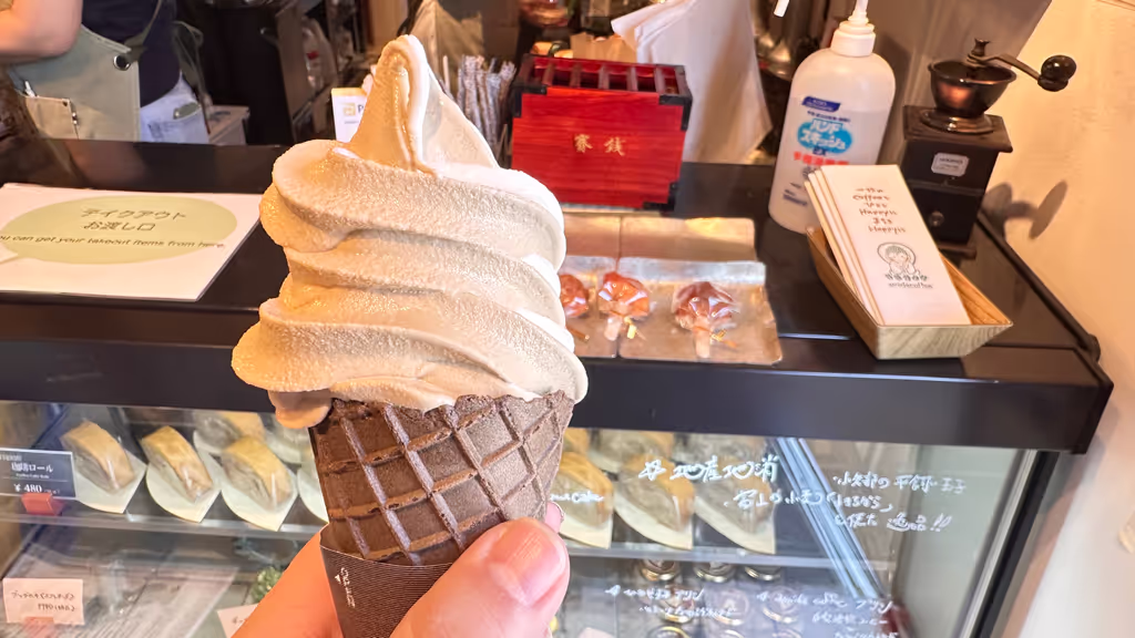 Toyama Private Tour - icecream (near the Buddhist statue)