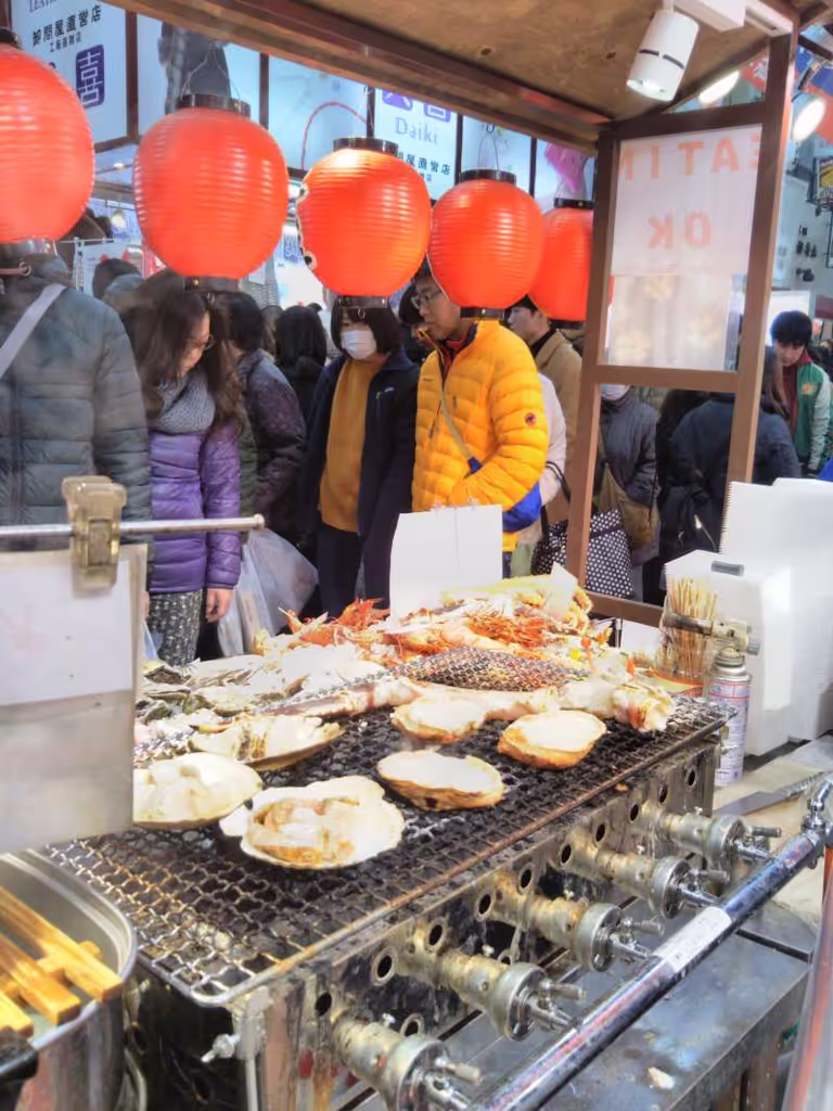 Osaka Private Tour - The grilled seafood at Kuromon Fish Market