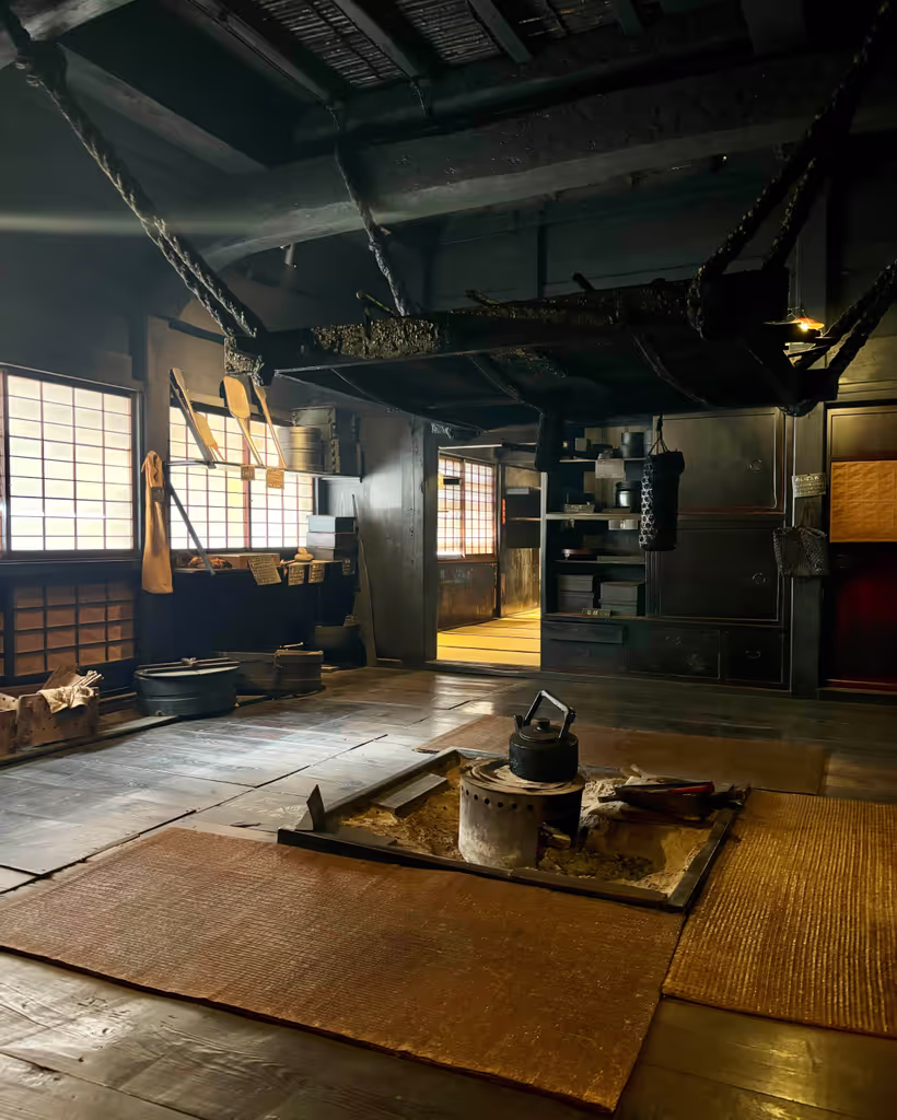 Takayama Private Tour - Traditional farmhouse interior with an irori firep