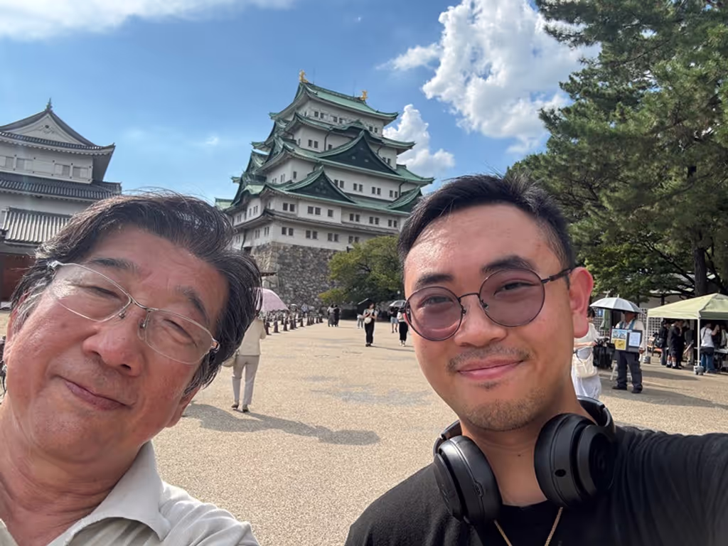 Nagoya Private Tour - A memorial shot with a guest in front of Castle