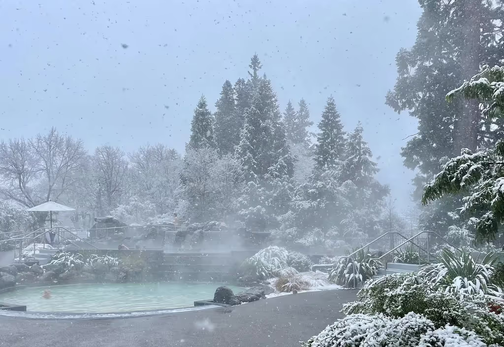 Christchurch Private Tour - hot pool view in winter