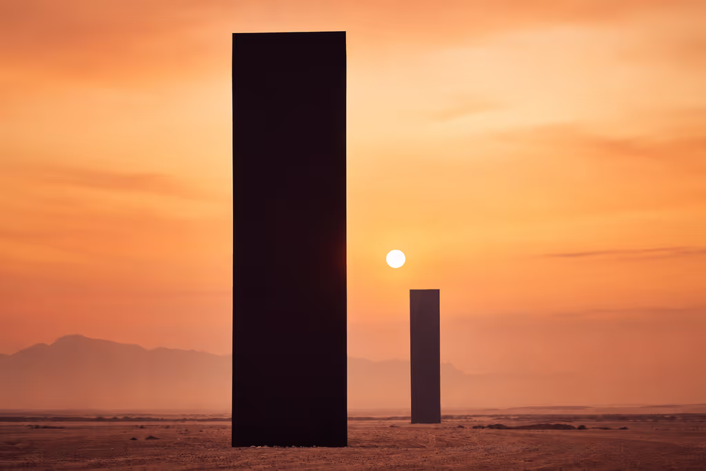 Doha Private Tour - Richard Serra sculpture at sunset in Qatar