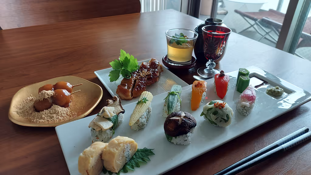 Kyoto Private Tour - Creative sushi, Teriyaki chicken, clear soup , and dessert