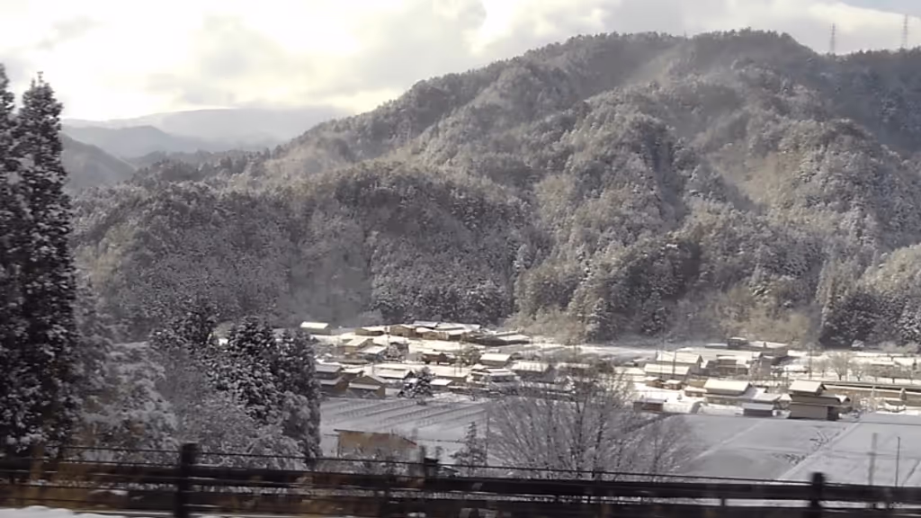 Takayama Private Tour - snowy scenery from the bus window