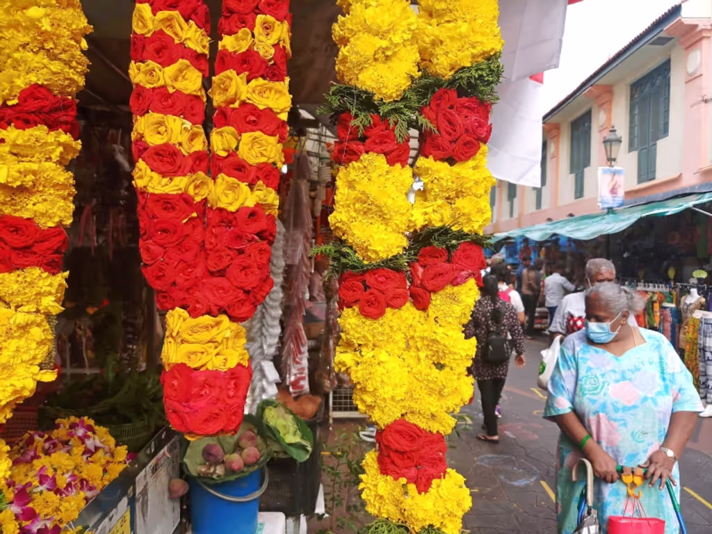 Singapore Private Tour - Colourful garlands at Little India