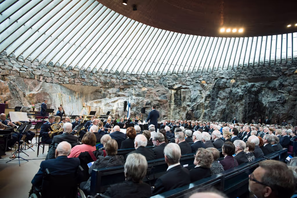 Helsinki Private Tour - Rock Church in Helsinki is a stunning site - a church that was built inside a hill by exploding away everything that did not loo like a church.