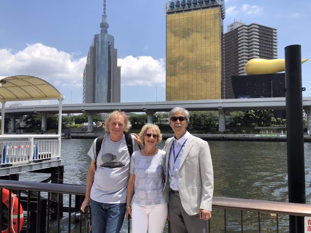 Tokyo Private Tour - Lovely couple at Asakusa after getting off from a water bus.