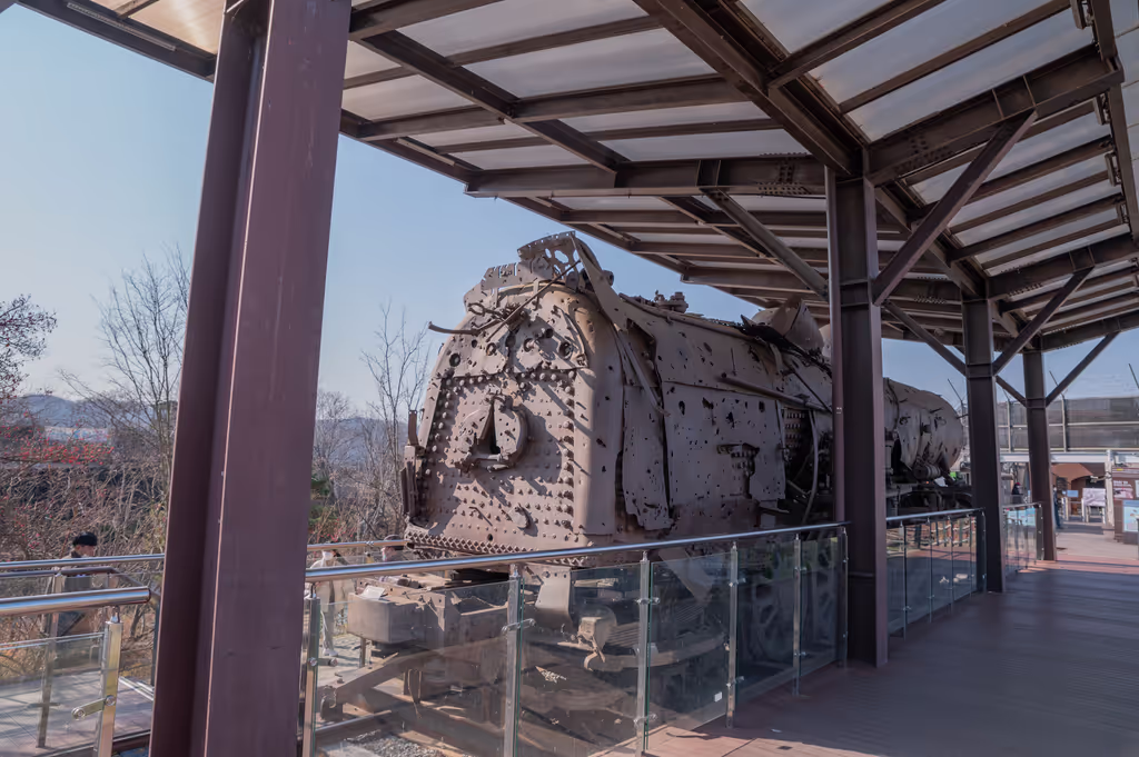 Seoul Private Tour - Bullet Shot Train which was shot more than 1000 rounds of bullet during the war