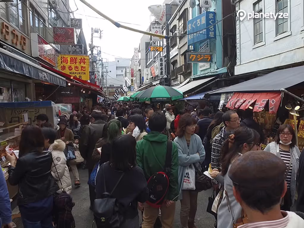 The lively Outer Market filled with many people