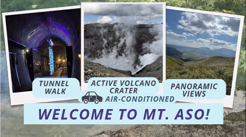 Mt. Aso Volcano Crater, Daikanbō Panorama & Cool Underground Springs 1-Day Private Car Tour
