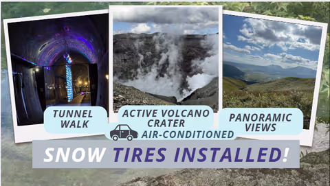 Mt. Aso Volcano Crater, Daikanbō Panorama & Cool Underground Springs 1-Day Private Car Tour