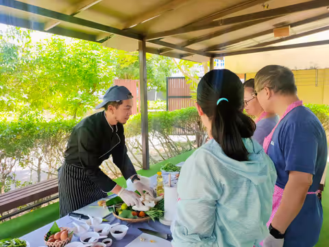 Cooking Thai food culture & Lunch in class & Learn Thai elephants story at elephant sanctuary park