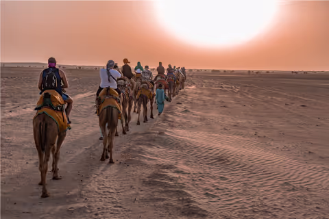 Dazzling Half Day Sunset Camel & Desert Safari with Dinner at the Dunes