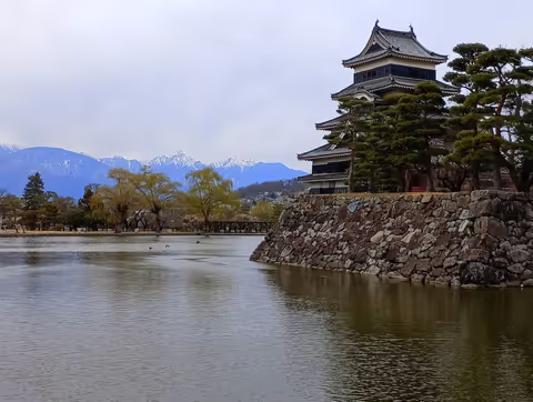 Matsumoto Castle & Azumino (Daio Wasabi, Chihiro Art Museum) with Northern Alps - from Matsumoto