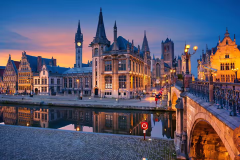 Ghent city with boat
