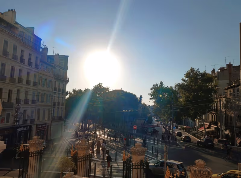 Marseille Private Tour - View down the historic Canebeire. Named for its hemp markets that supplied Marseille's booming port, the Canebiere is now the main thoroughfare of the bustling center of town. 