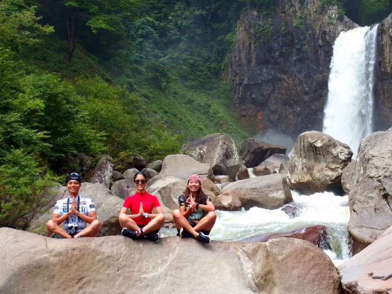Nagano Private Tour - Naena Water falls during the Cycling tour.