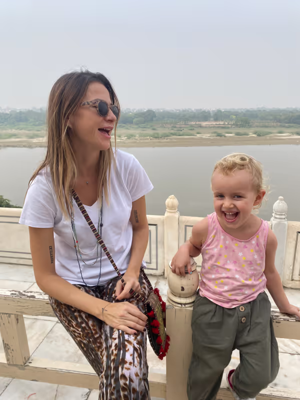 Agra Private Tour - Happy face mother and daughter 