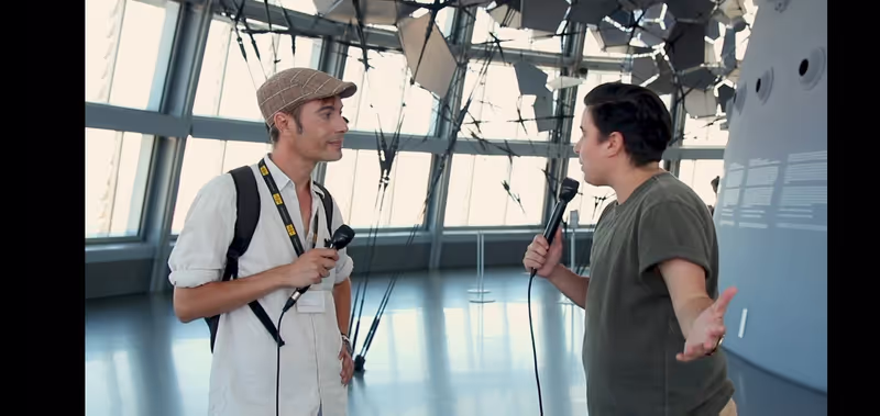 Barcelona Private Tour - Being interview on top of Torre de les Glòries viewpoint