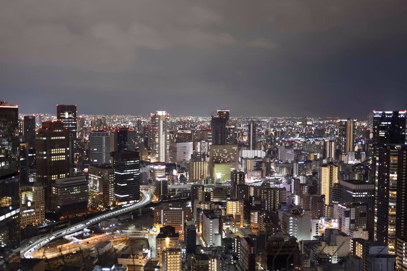 Osaka Private Tour - Beautiful night view from observation deck of Umeda Sky Building