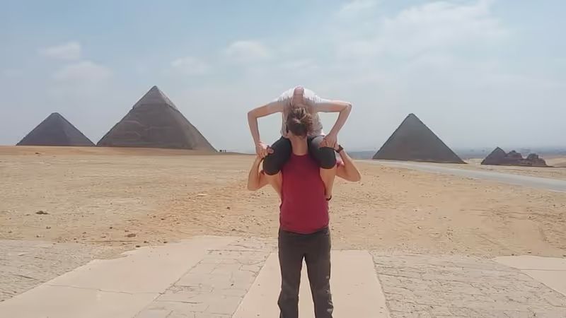 Cairo Private Tour - Sometimes she needs you to carry her to get the upside down kiss!