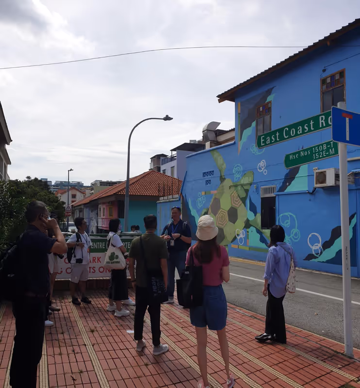 Singapore Private Tour - Sharing the story of the Katong Turtle with Hong Kong journalist.
