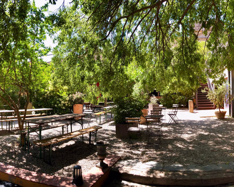 Barcelona Private Tour - The leafy patio of the cava maker