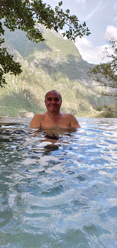 Mexico City Private Tour - Swimming in the natural pool with a view of the mountain.